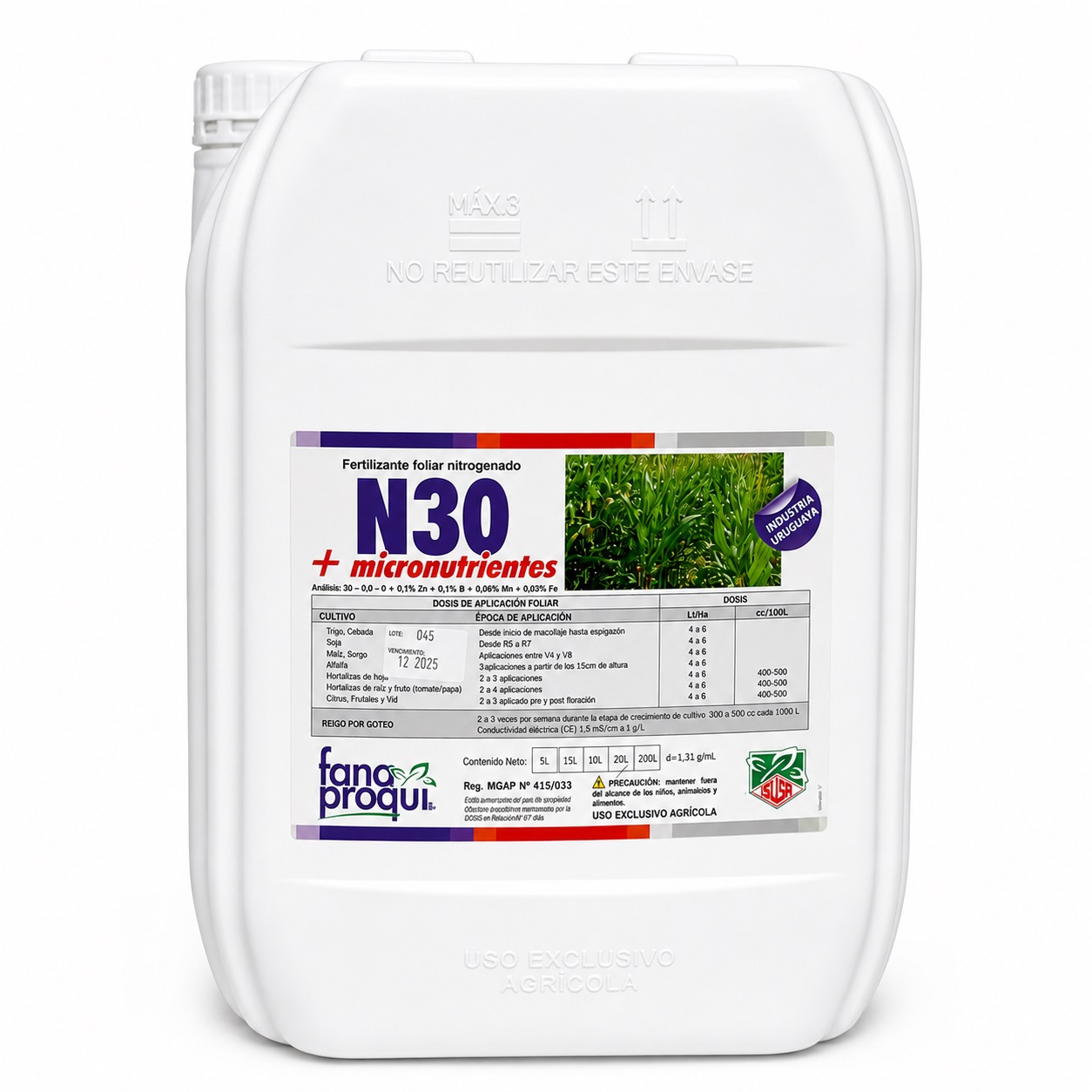 Fertilizante N-30 con micronutrientes.x 20 lts