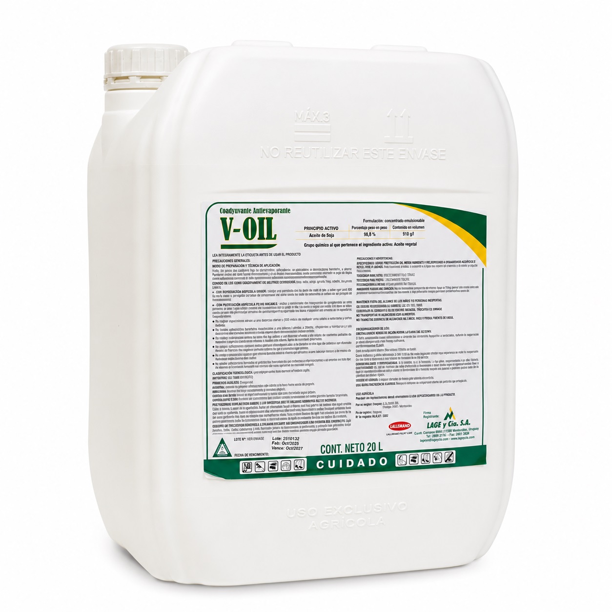 Coadyuvante Aceite vegetal V-OIL 20 litros