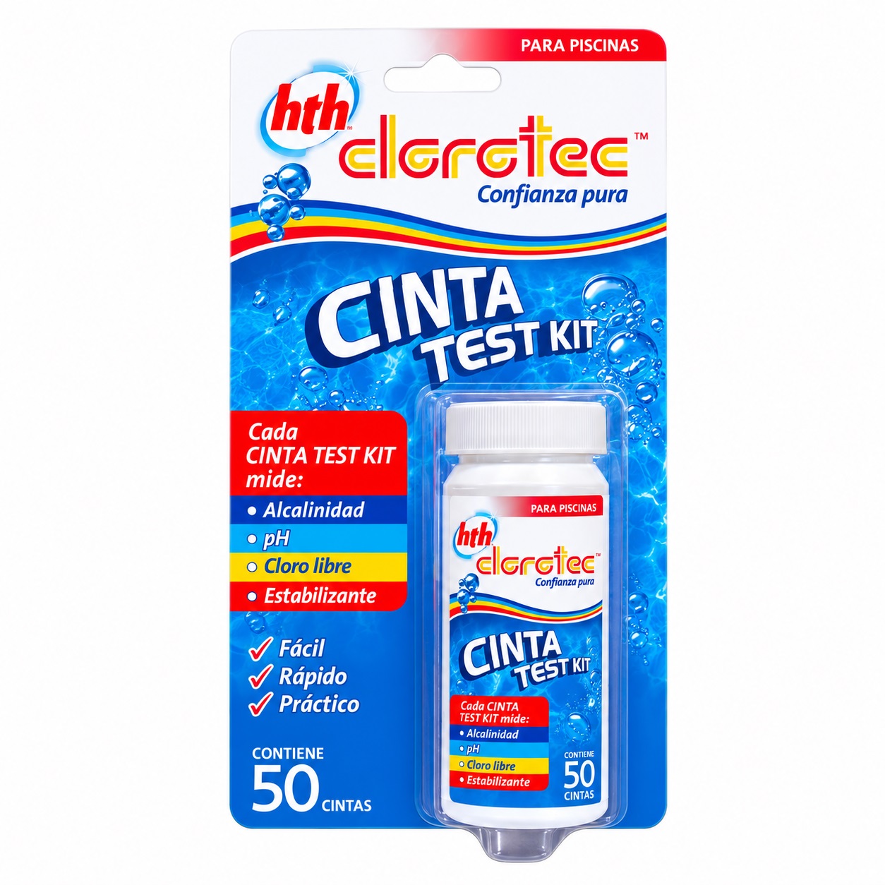 CLOROTEC Cinta test kit HTH(50 cintas x tubo)