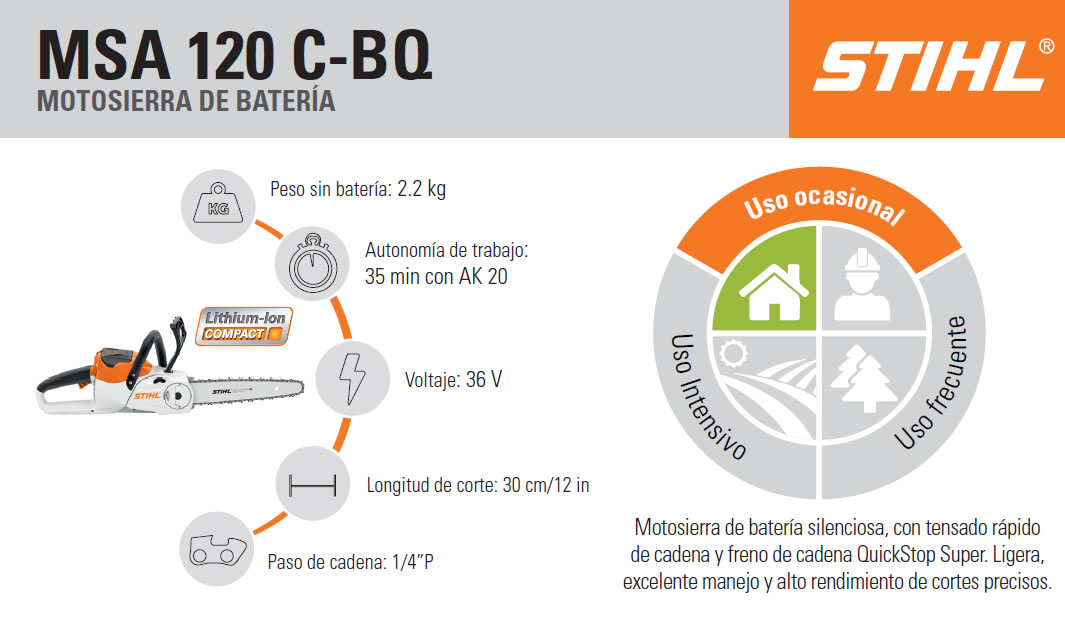 Motosierra a batería STIHL MSA 120 C