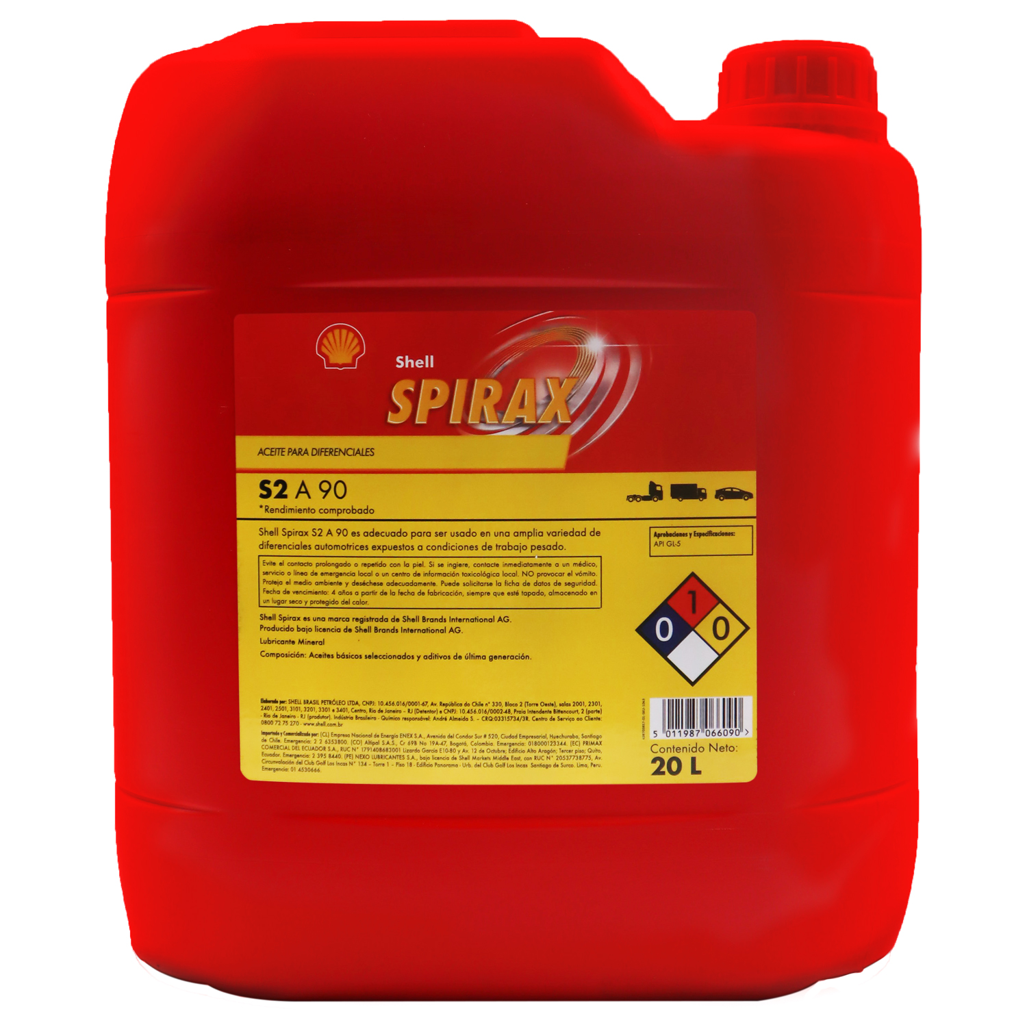 Aceite transmision SHELL spirax S2 85W140 x 20 lts.