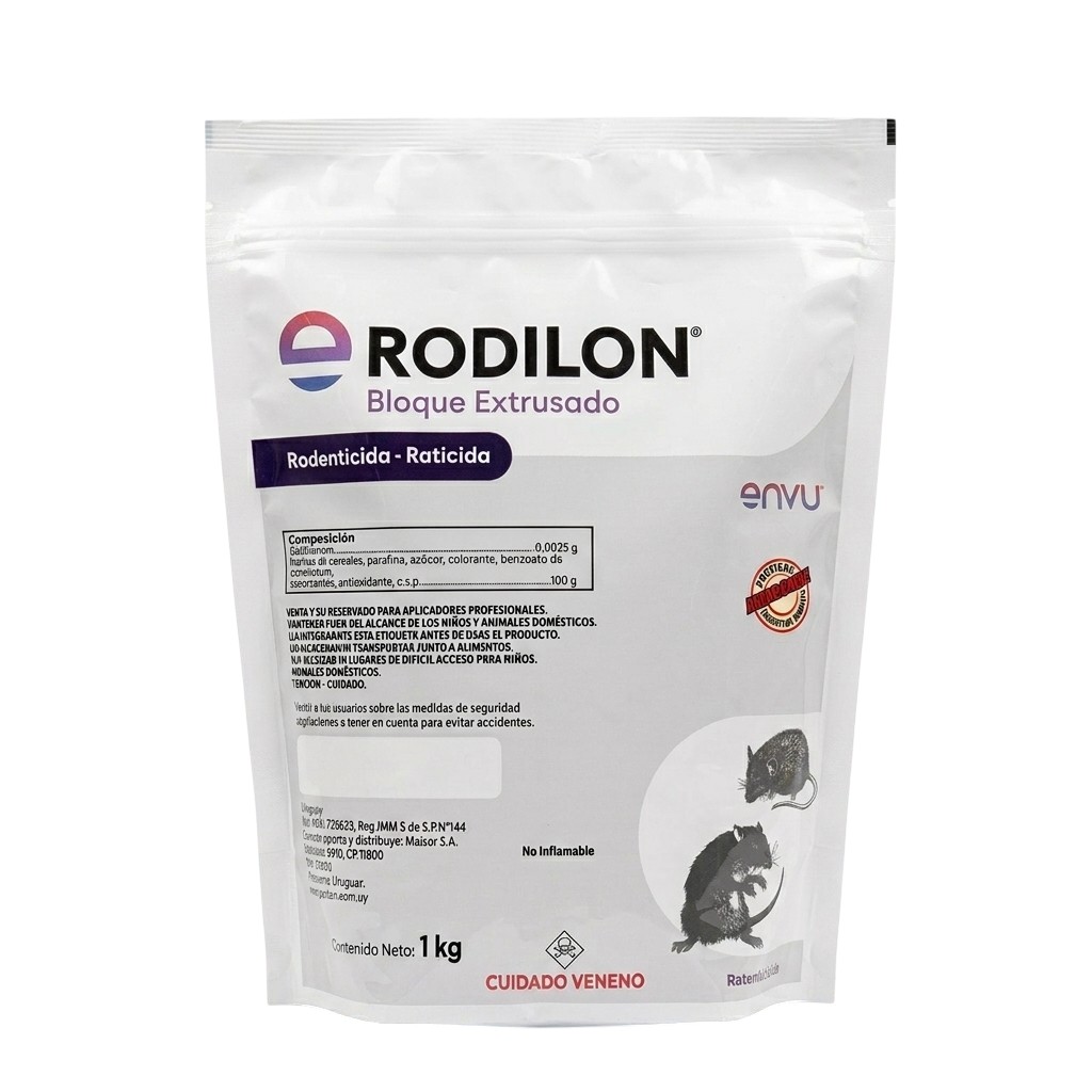 Raticida RODILON bloque extrusado x 1 kg.