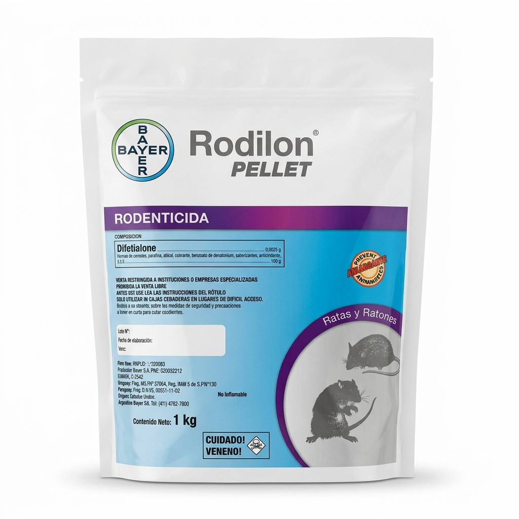 Raticida RODILON pellet x 1 kg.