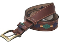 Cinturon de cuero doble bordado multicolor