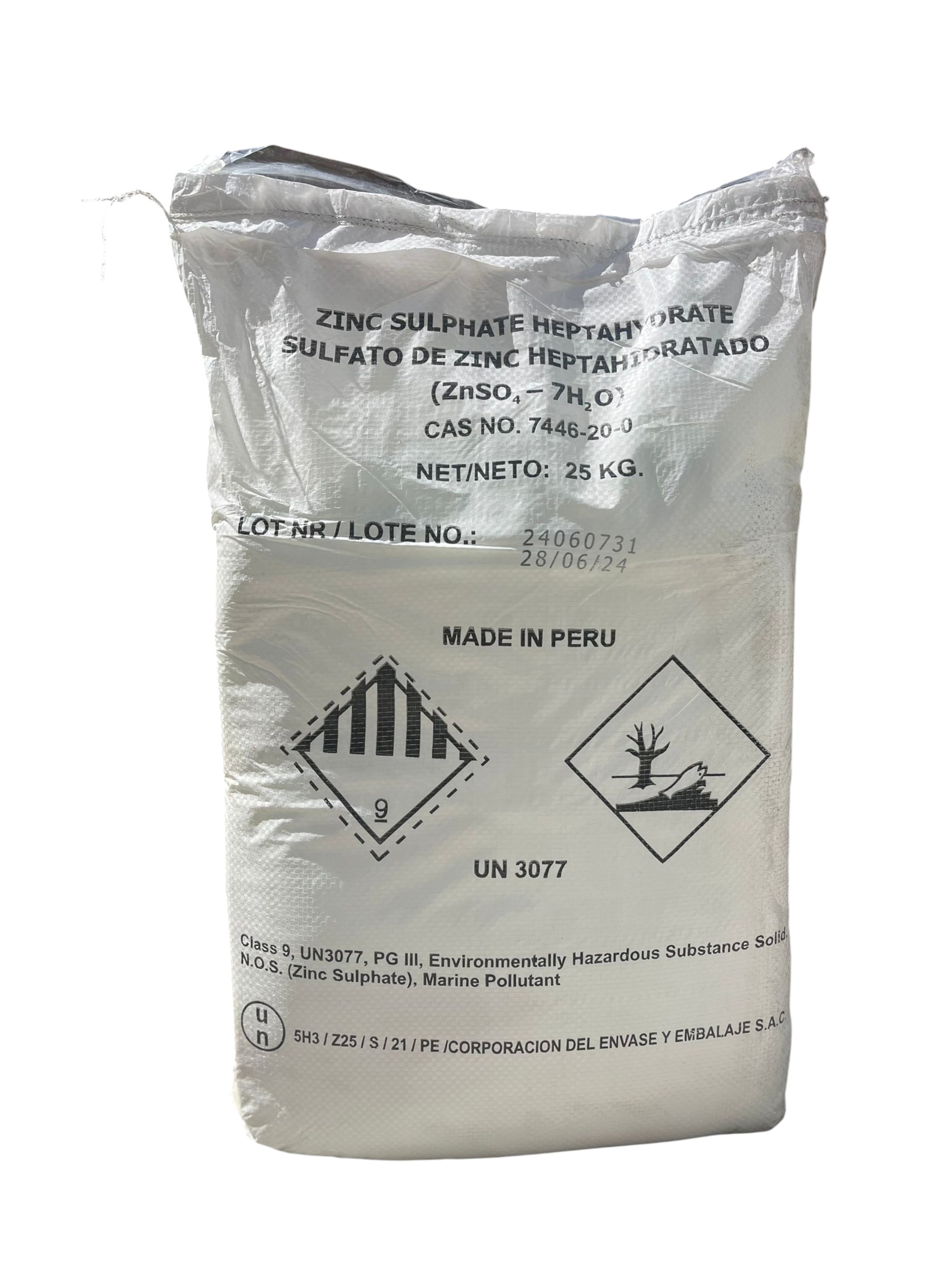 Sulfato de Zinc x 25 kgs.