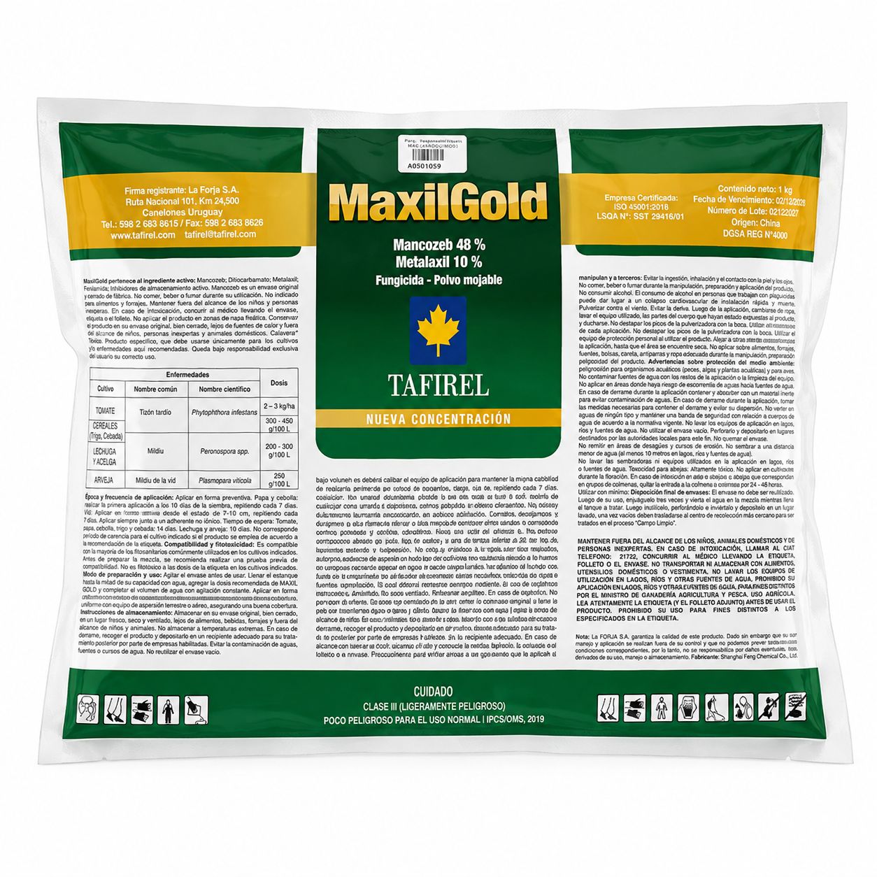 Fungicida Mancozeb+Metalaxil Maxil Gold (polvo mojable) 1 kilo