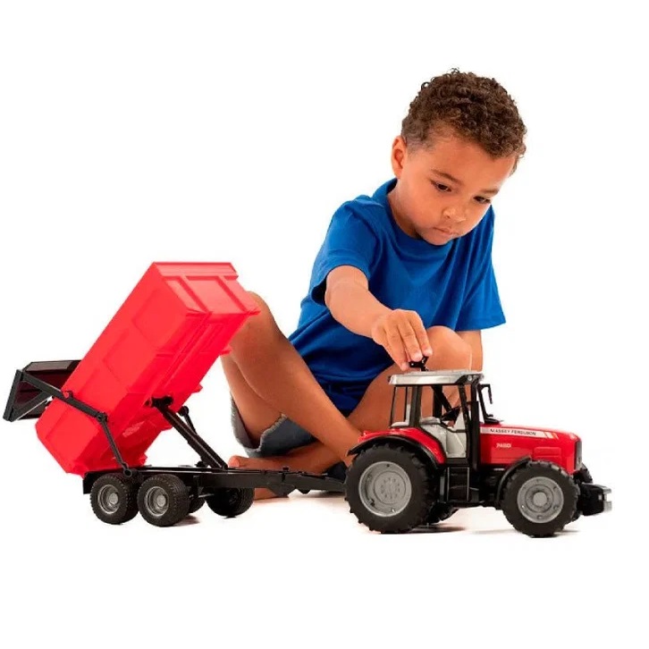 Juguete tractor MASSEY FERGUSON 7480 con remolque