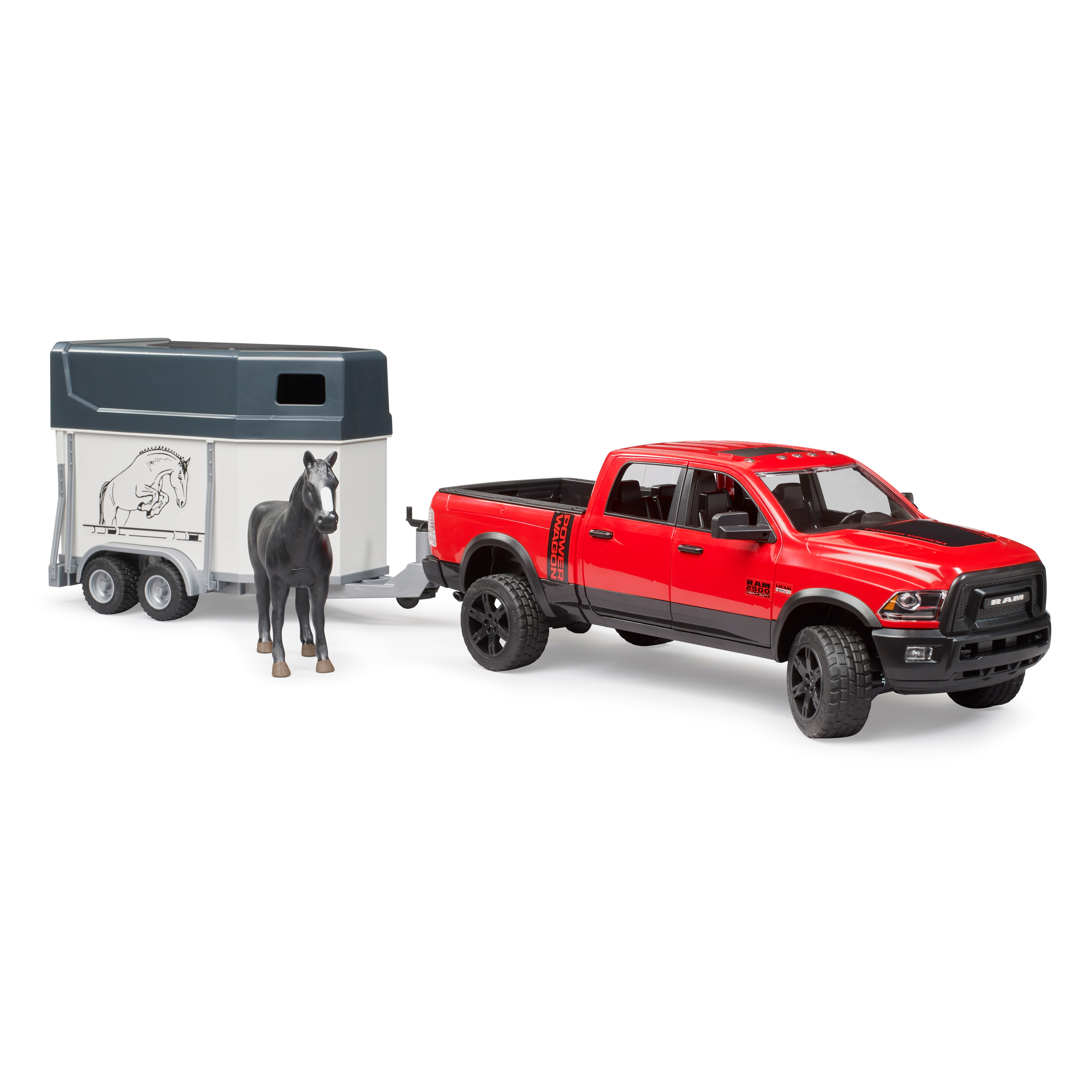 Juguete camioneta RAM 2500 con trailer y caballo
