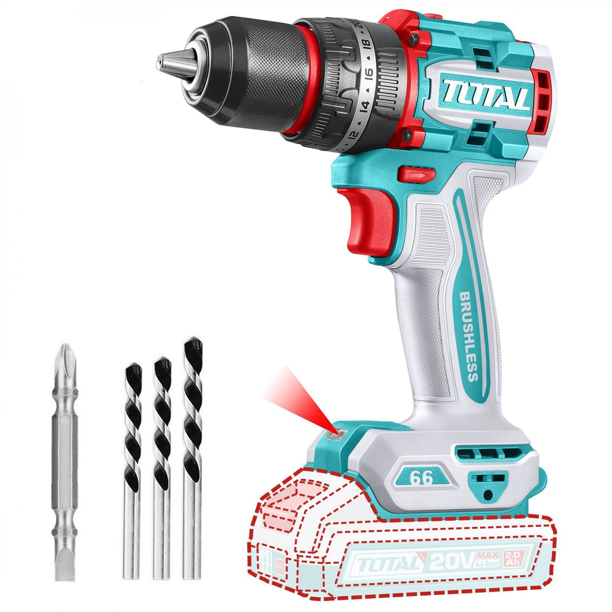 Atornillador inal. 20v c/percut s/bat. TOTAL TIDLI206681