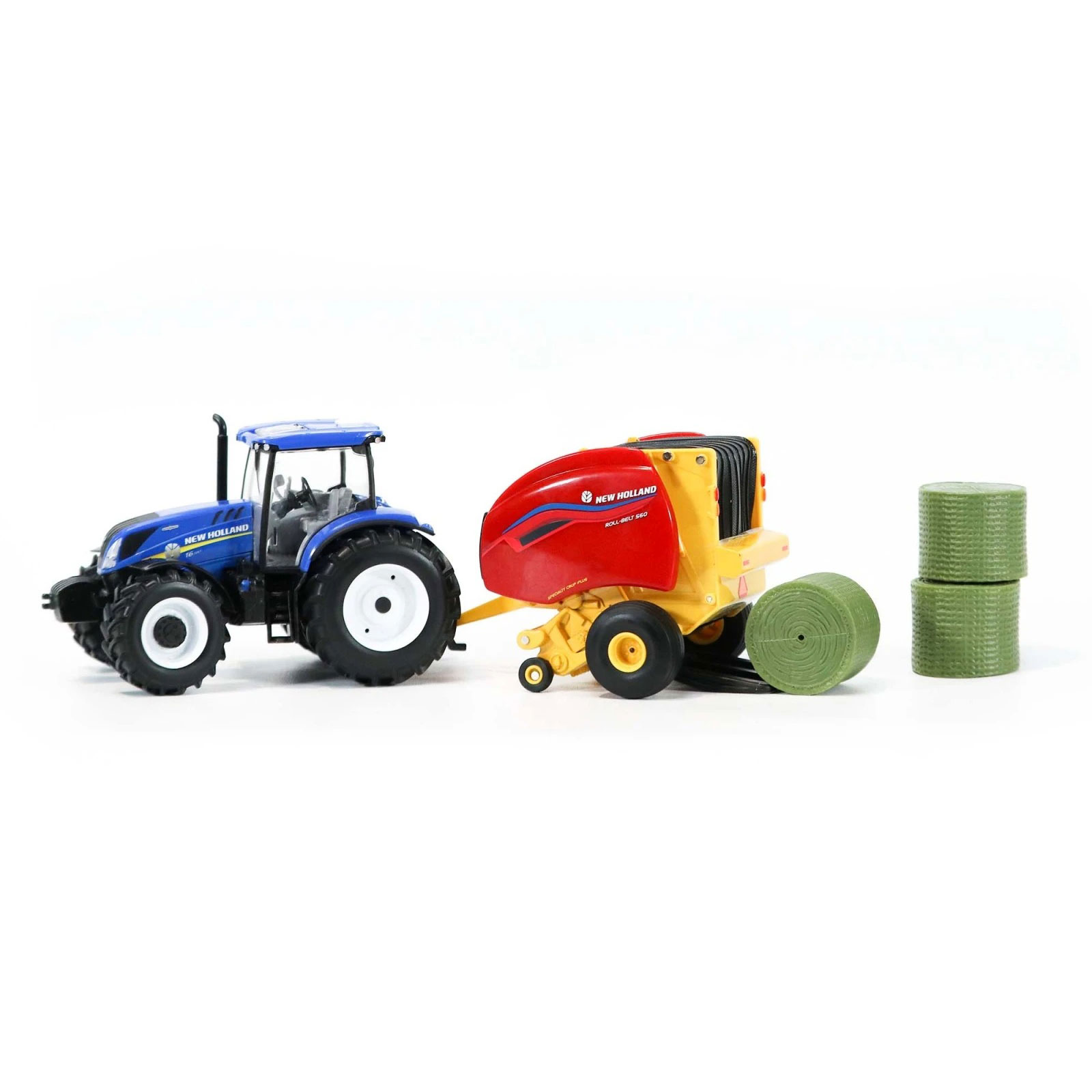 Juguete tractor NEW HOLLAND T6 con enfardadora 1:32 (13966)