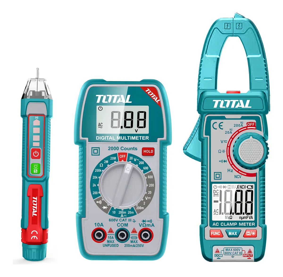 Kit Tester 600v + pinza amper. 400a. + detector volt. TOS23068 TOTAL