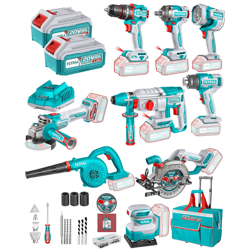 Kit Herramientas construccion 9pz 20v TOTAL TOSLI250381