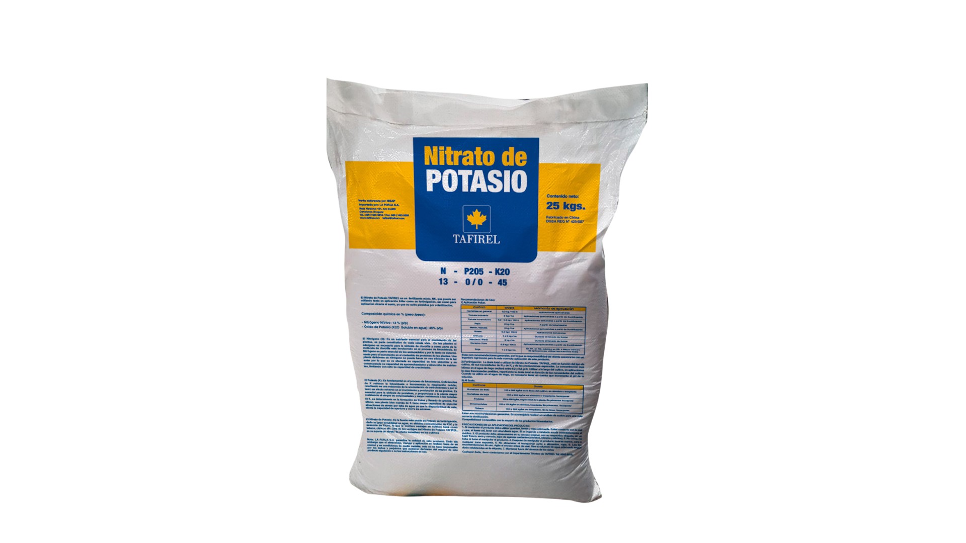 Fertiliz. Nitrato de potasio TFL x 25 kgs.