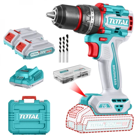 Atornillador 20v 2bat. + cargador TOTAL TIDLI20768