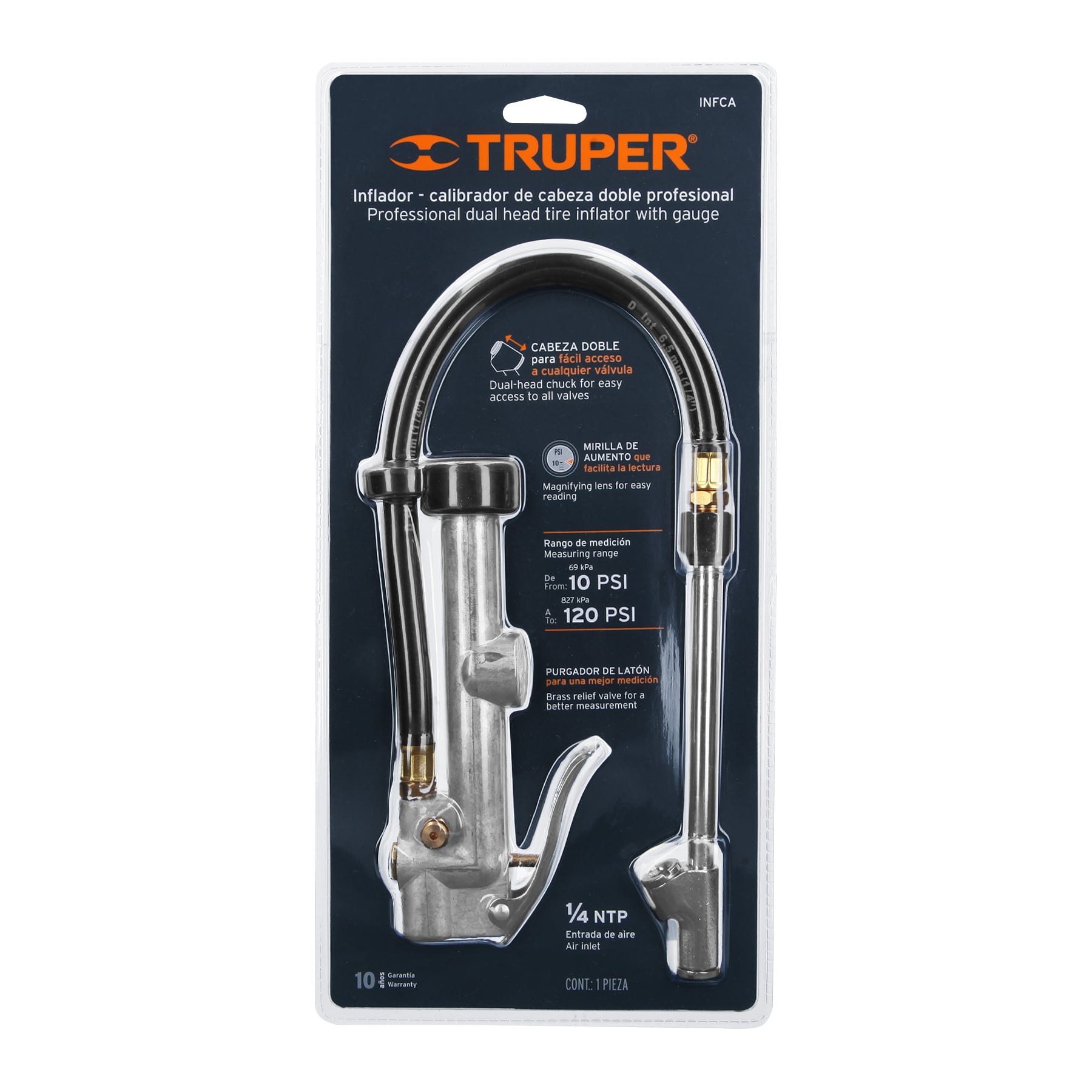 Pistola p/inflado profesional doble c/medidor TRUPER
