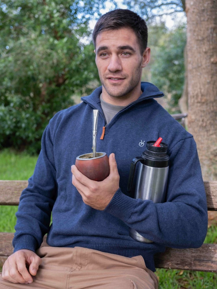 Buzo DEYUNTAS algodn medio cierre Azul