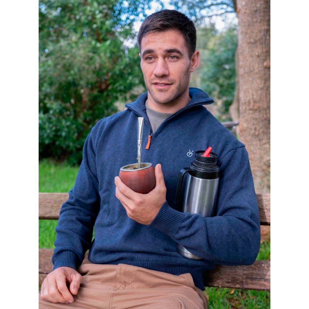 Buzo DEYUNTAS algod�n medio cierre Azul