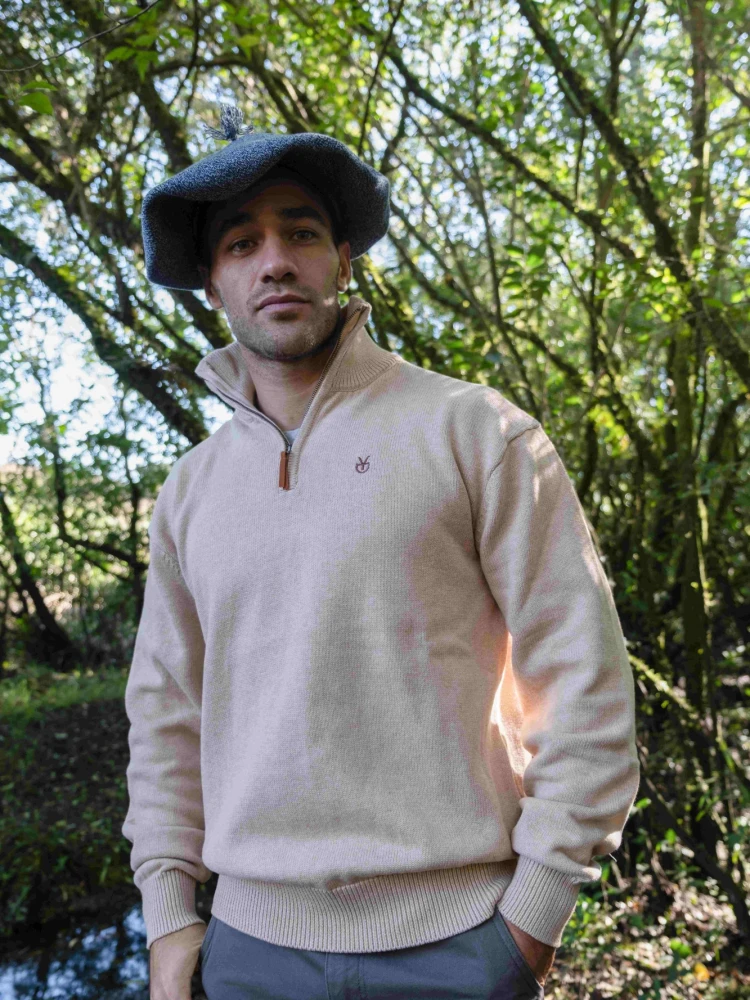 Buzo DEYUNTAS algodn medio cierre Beige