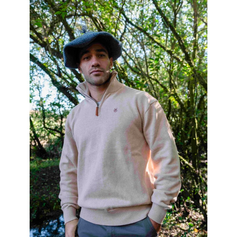 Buzo DEYUNTAS algod�n medio cierre Beige