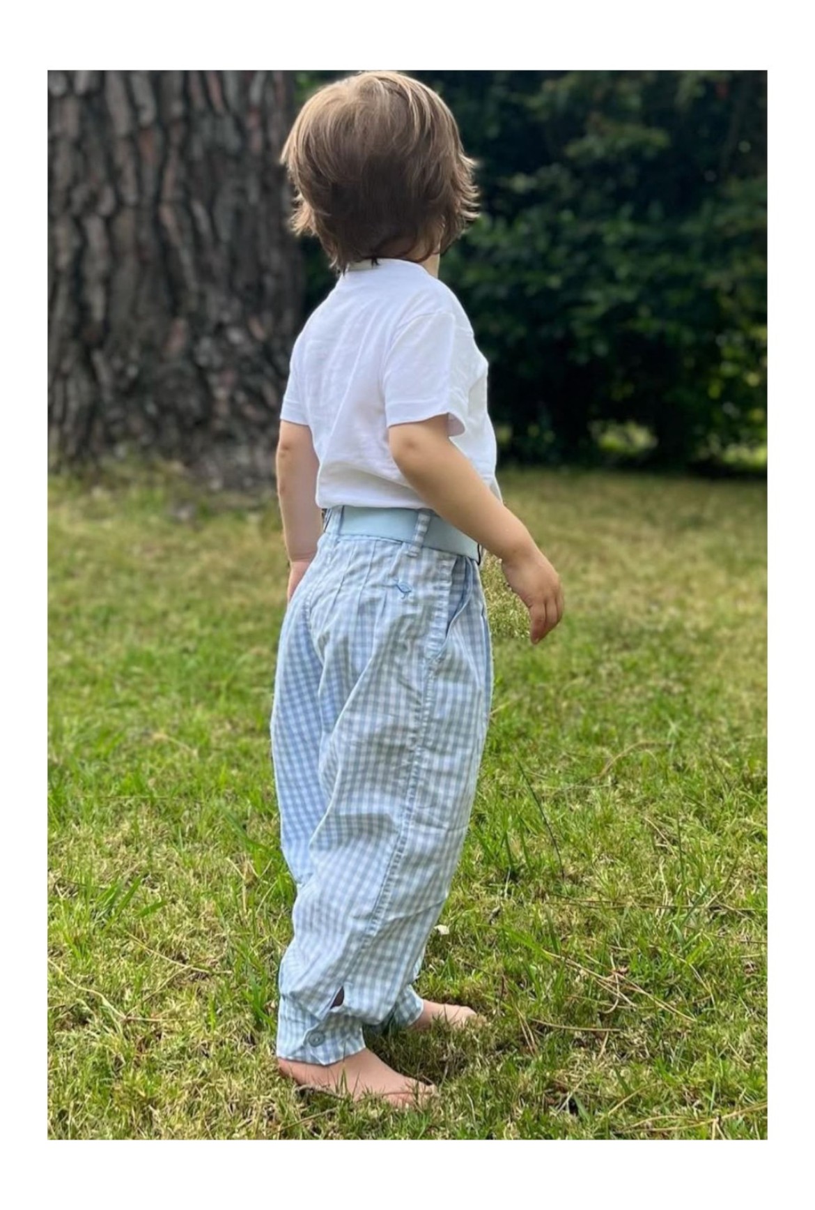 CHARABON Bombacha cuadros celeste 