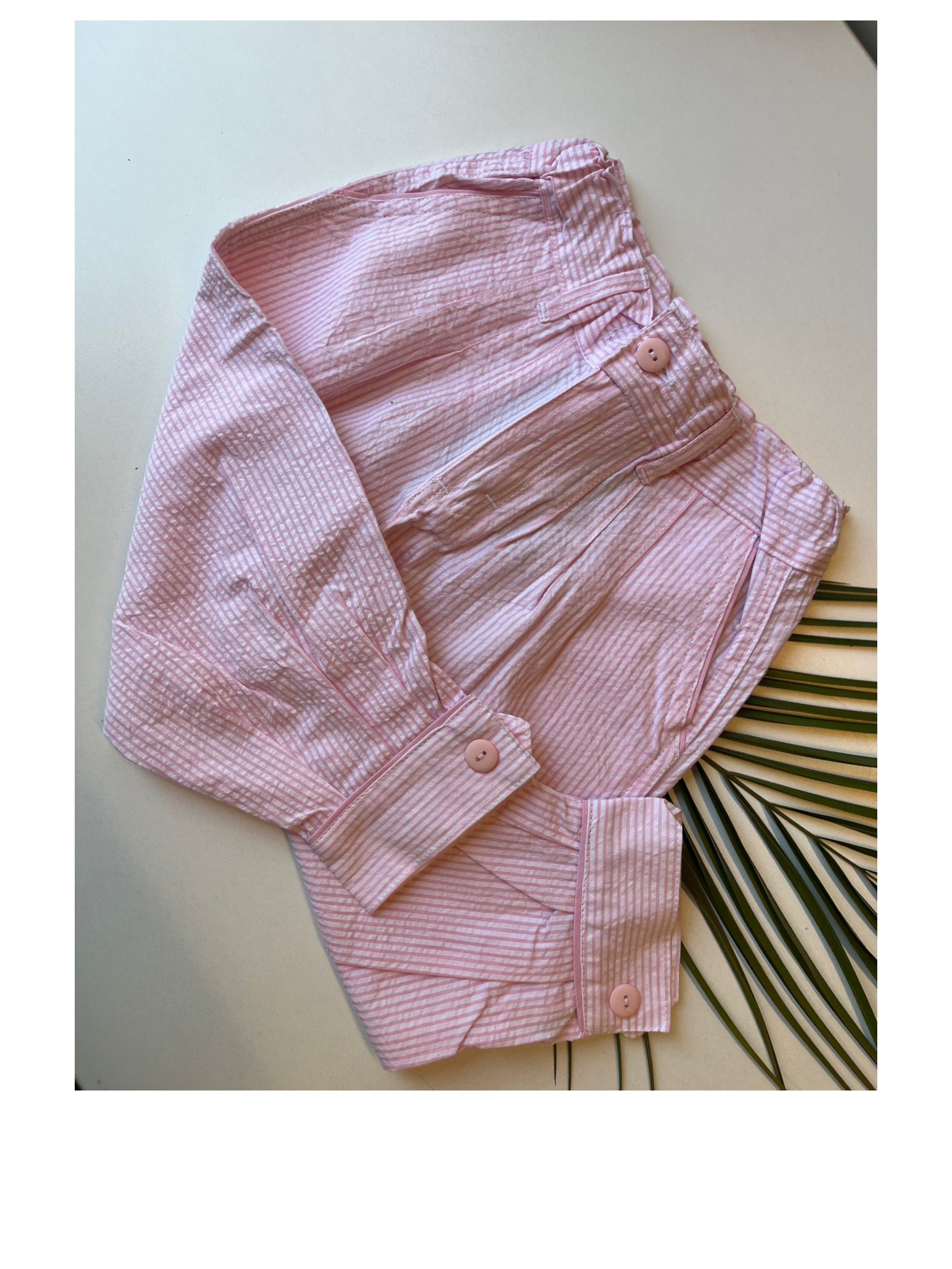 CHARABON Bombacha cloque rayada rosa 