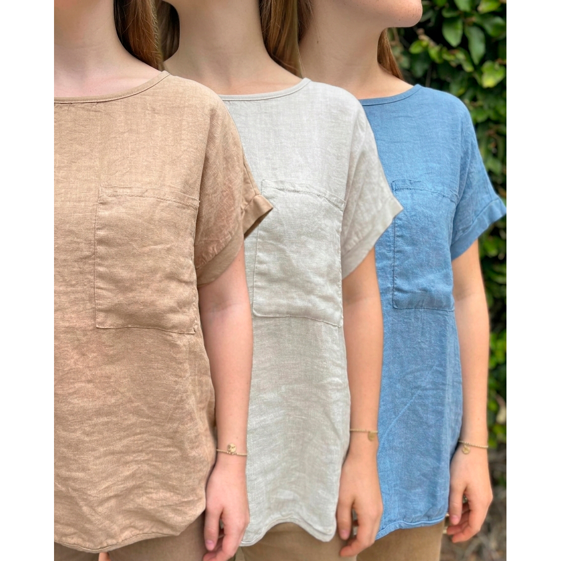 QUILLAPI Remera lino/algodon c/bolsillo 