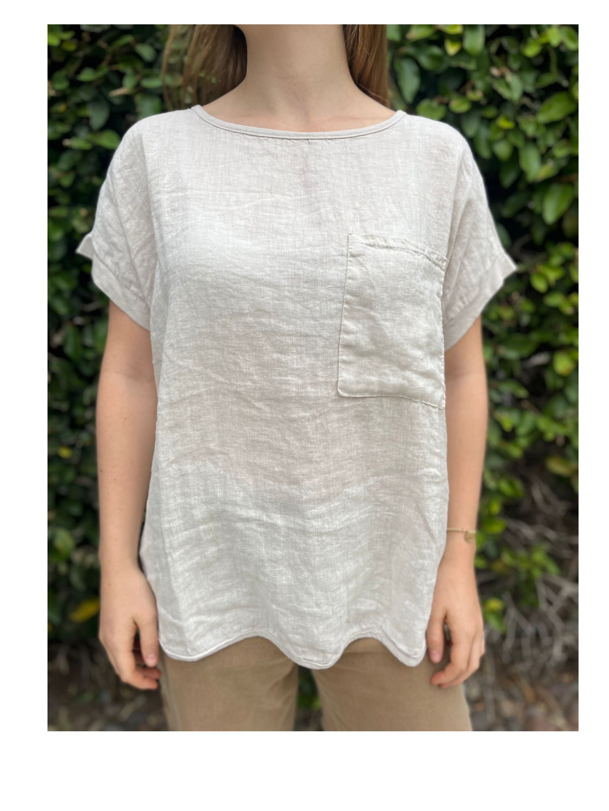 QUILLAPI Remera lino/algodon c/bolsillo 