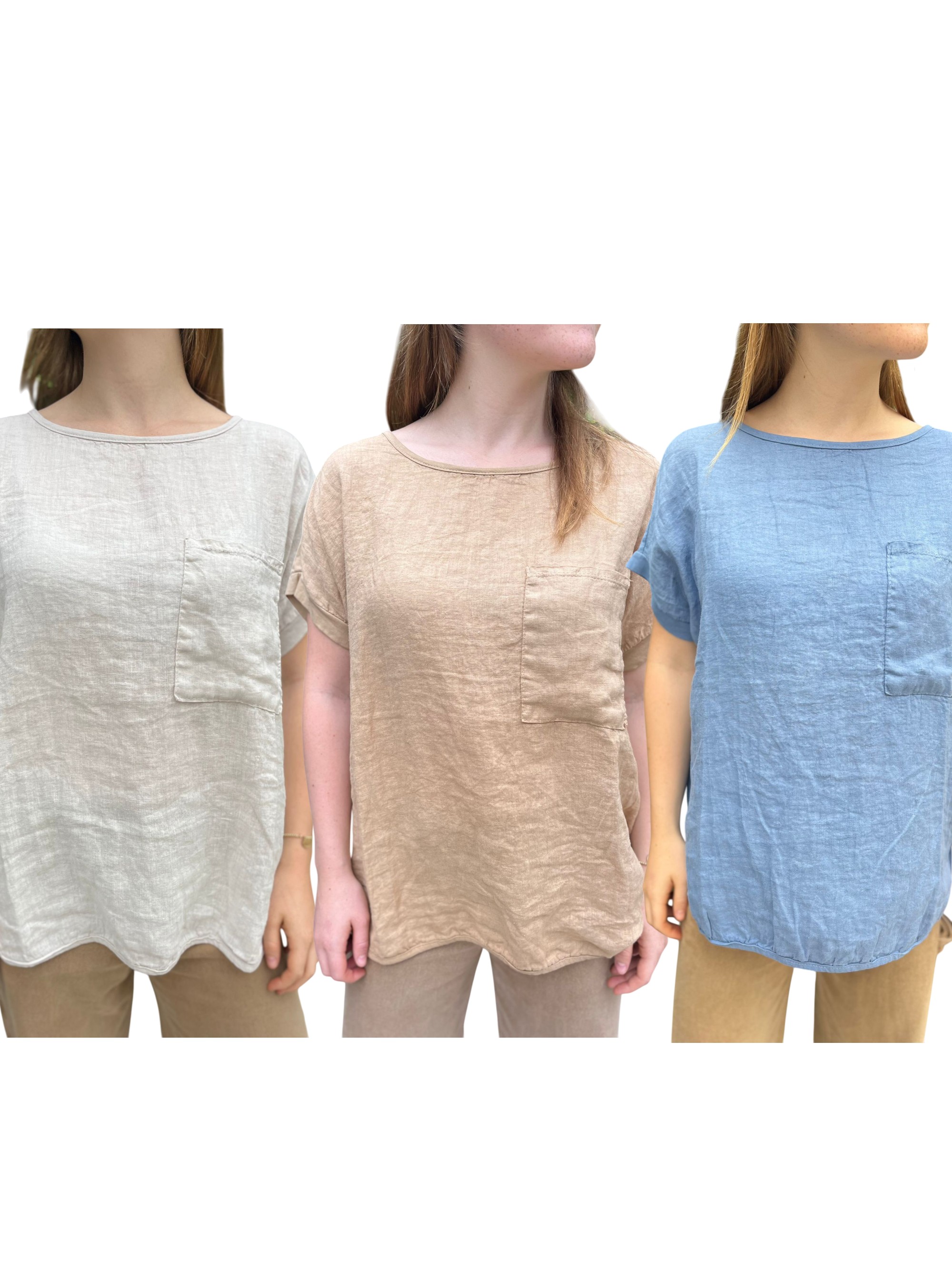 QUILLAPI Remera lino/algodon c/bolsillo 