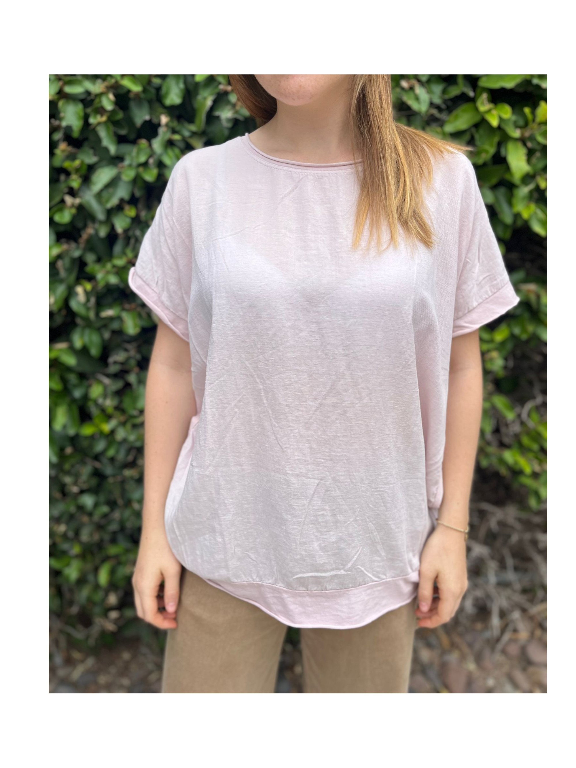 QUILLAPI Remera algodon lisa c/corte 