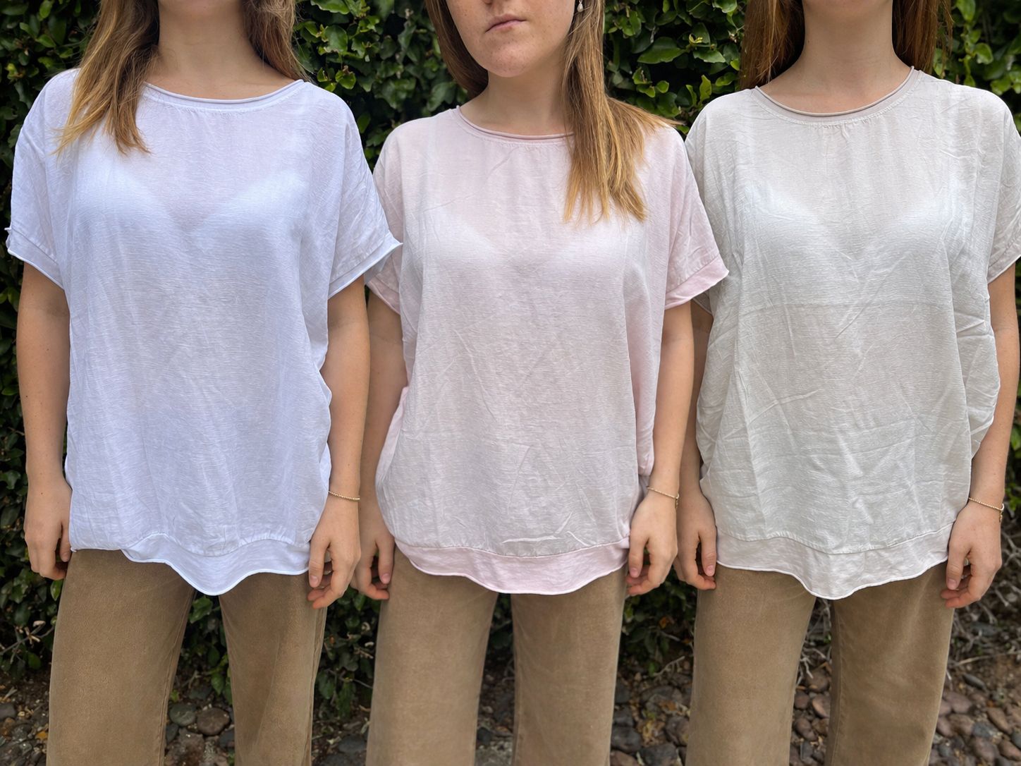 QUILLAPI Remera algodon lisa c/corte 
