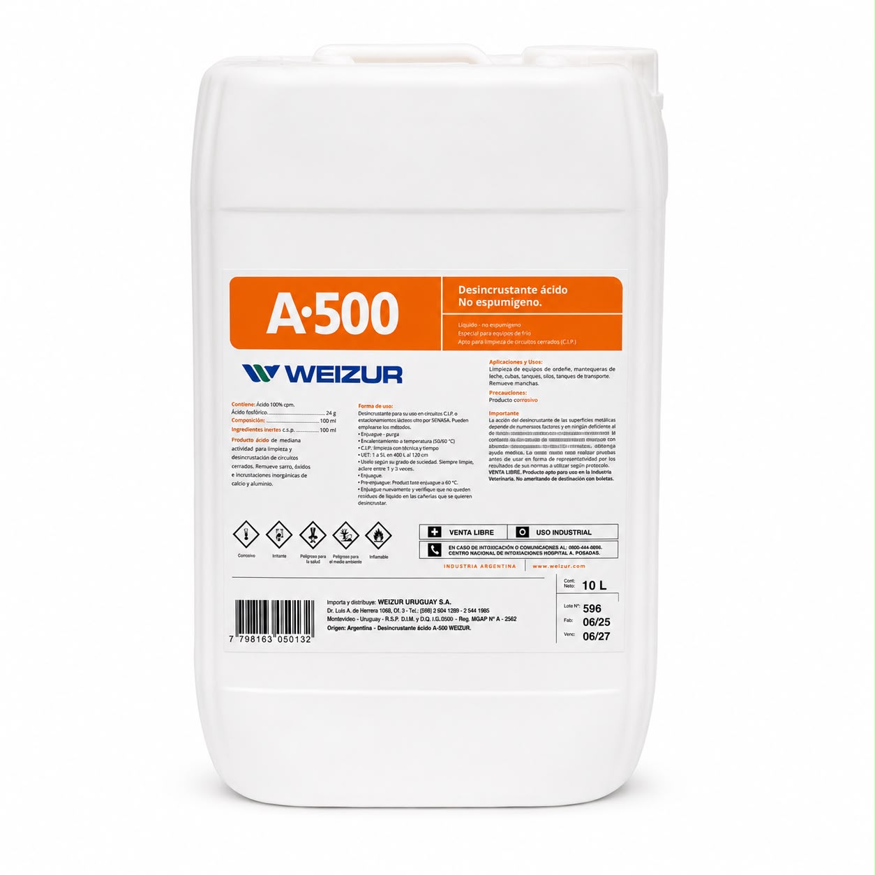 Desincrustante acido x 10 lts. A 500