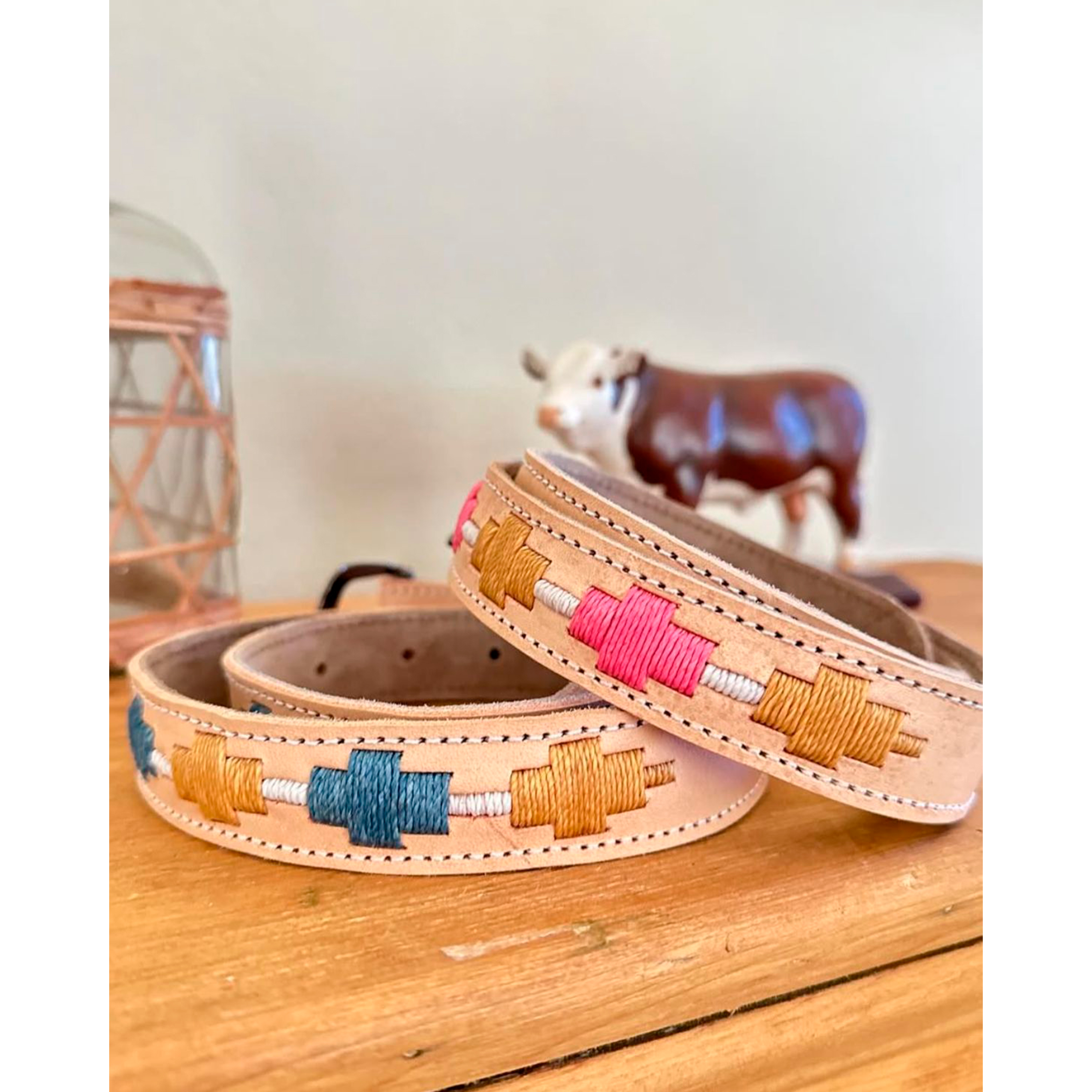 CHARABON Cintur�n cuero bordado ni�o 