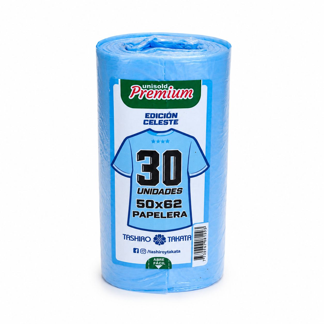 Bolsas p/residuos 50x62 celeste 30U - 30R UNISOL