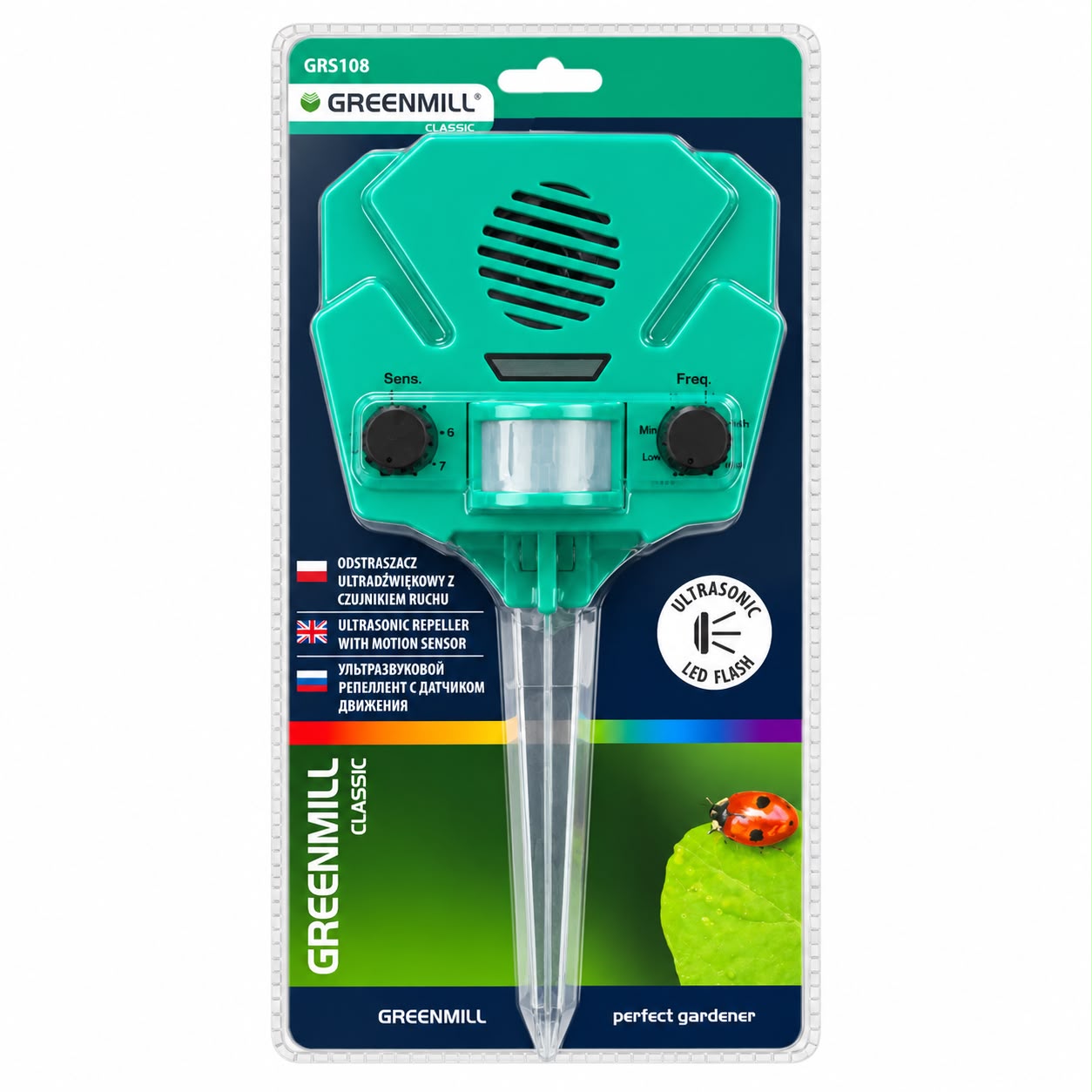 GREENMILL Repelente ultrasonico c/sensor movimiento (237CF)